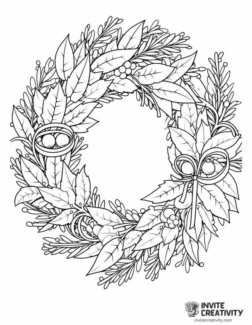 christmas wreath easy to color Coloring page of