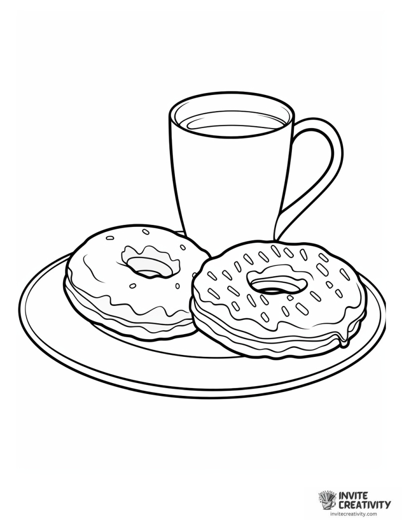 coffee and donut coloring sheet