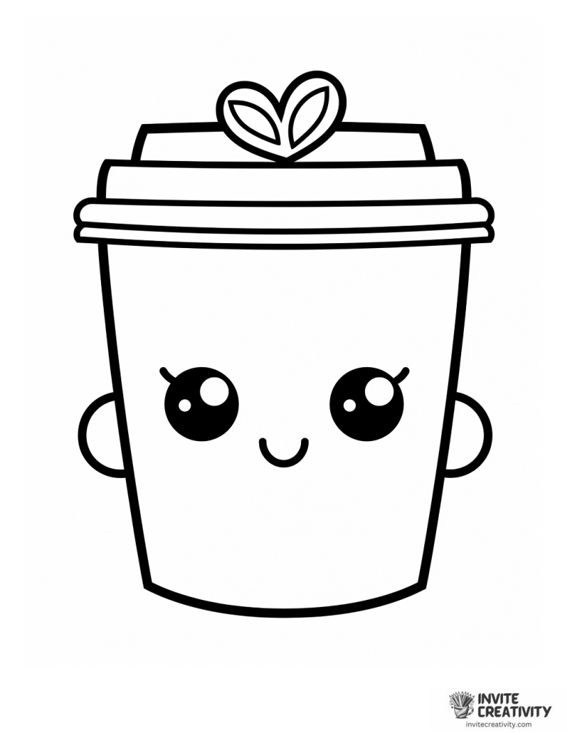 coffee kawaii coloring page