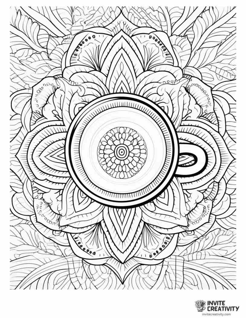 coffee mandala coloring page