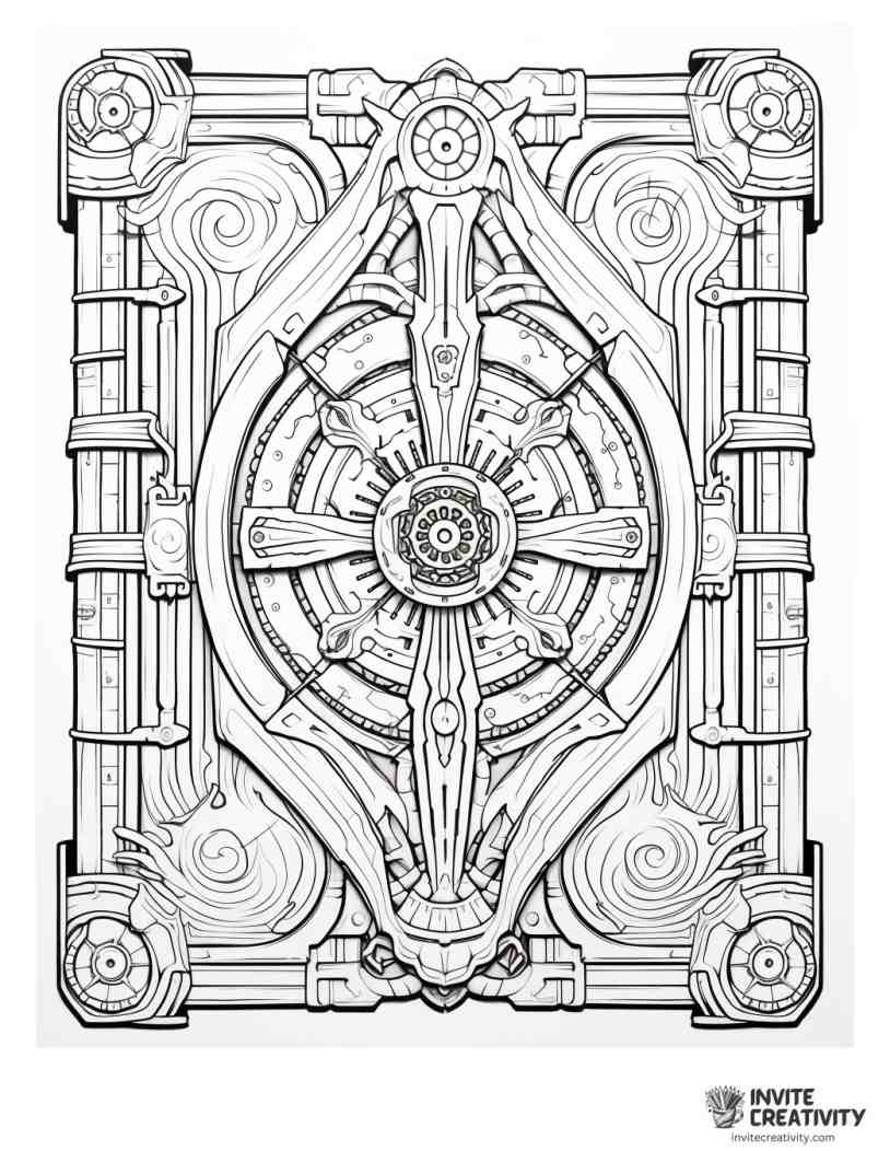 coloring page of a spellbook