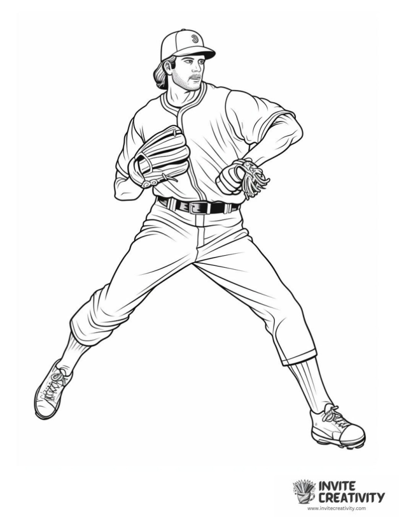 coloring page of baseball player pitching