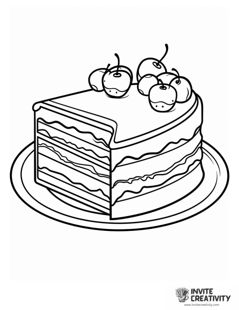 coloring page of big cake slice