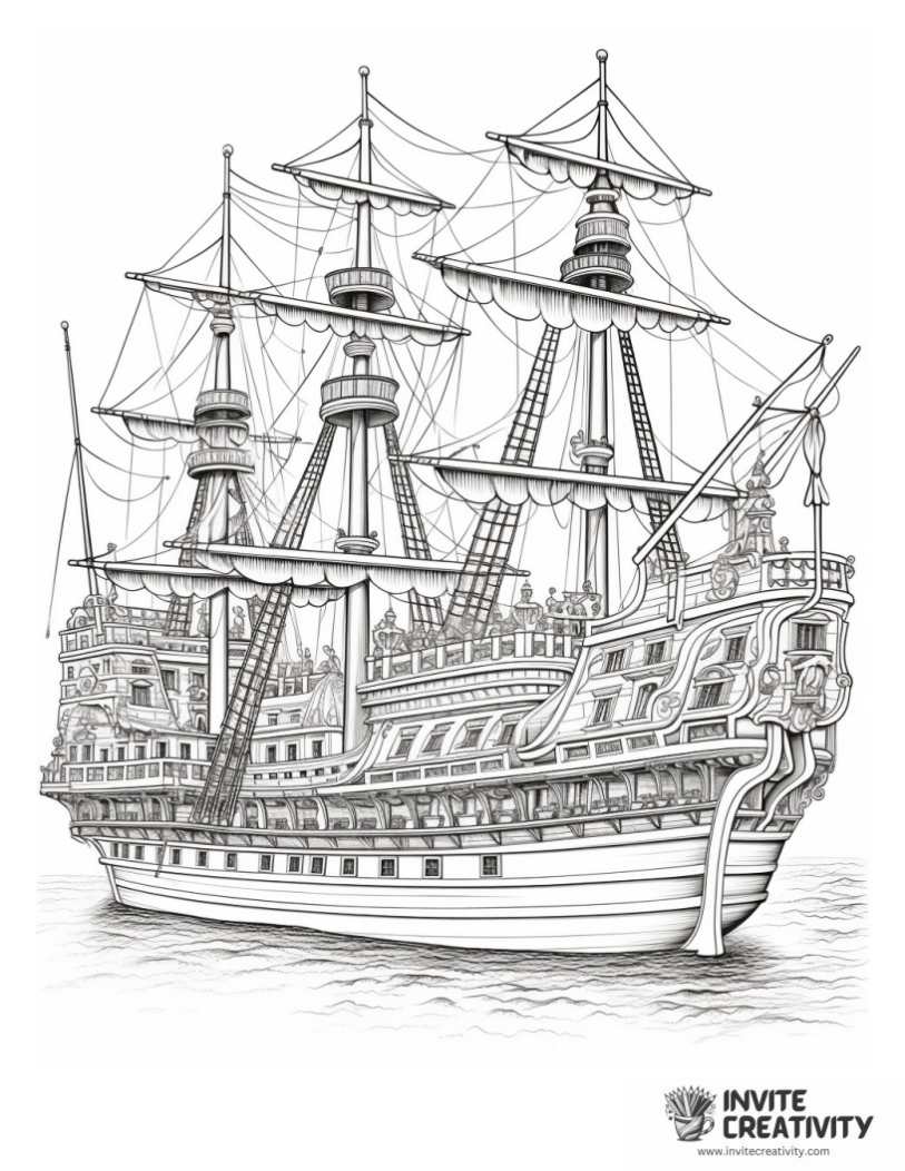 coloring page of black pearl ship