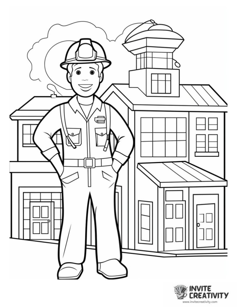 coloring page of community helper job