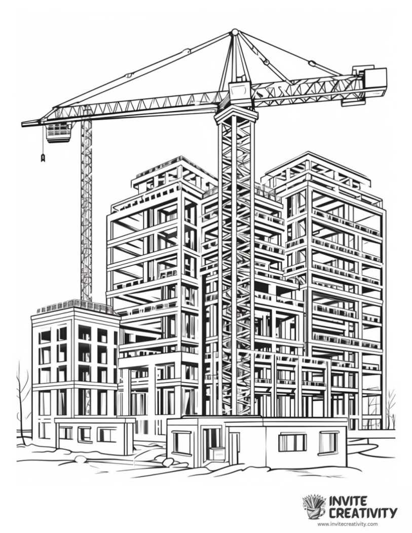 coloring page of construction detailed