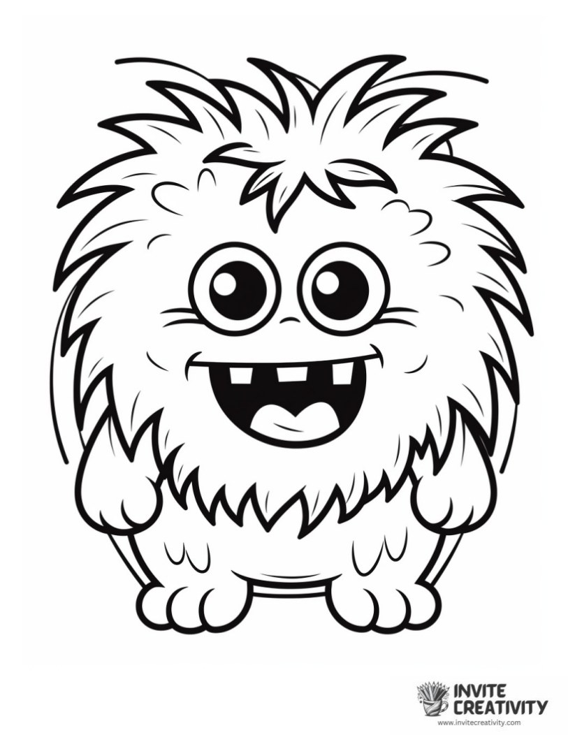 coloring page of fluffy gremlin monster