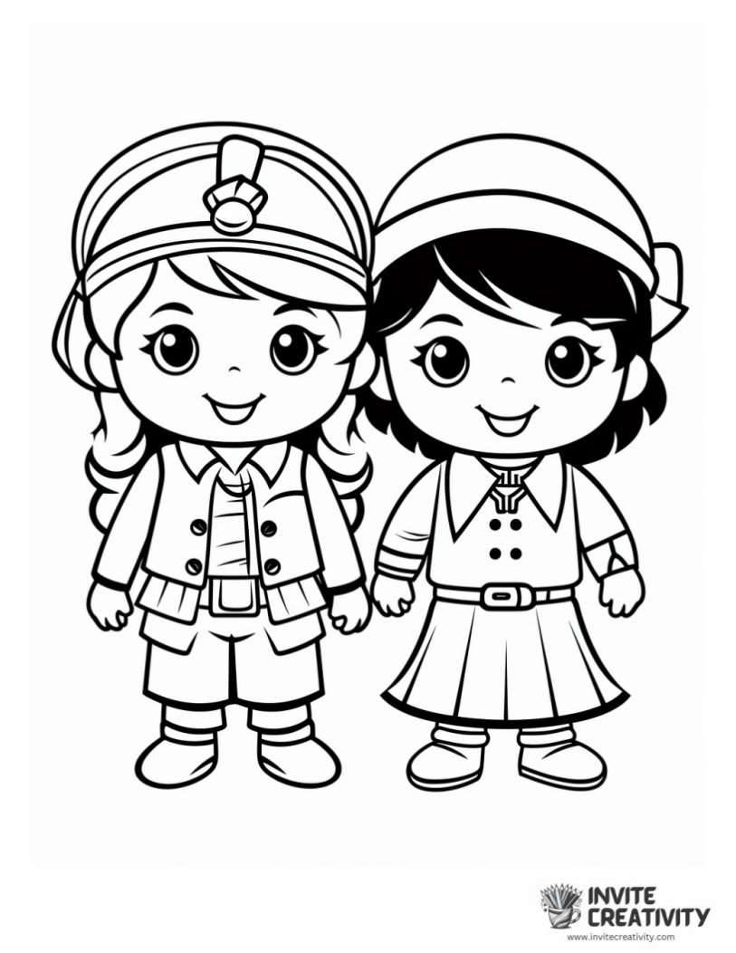 coloring page of kids pirates