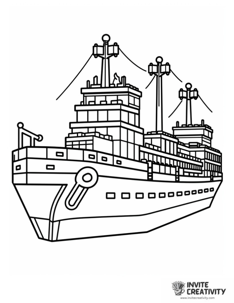 coloring page of minecraft ship