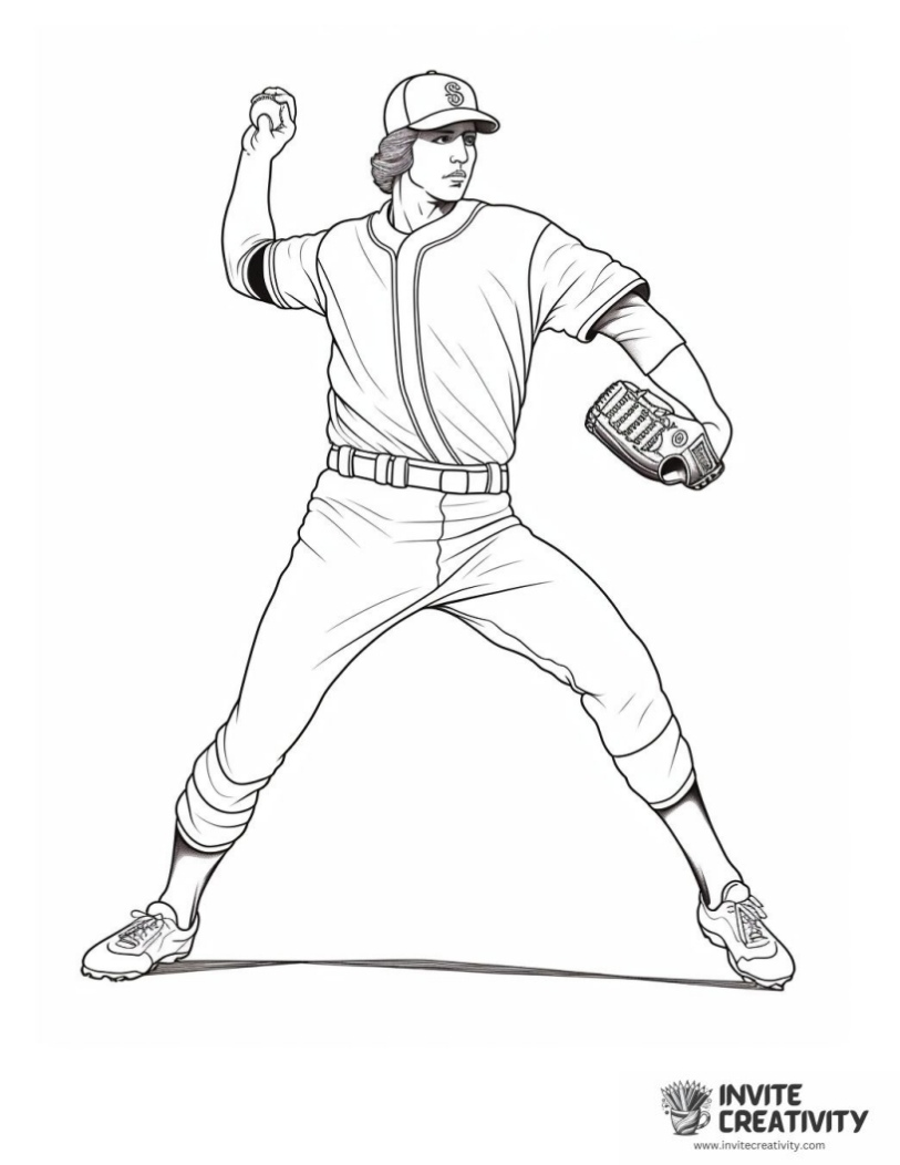coloring page of mlb baseball player pitching