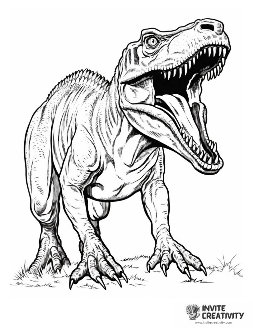 coloring page of scary tyrannosaurus rex roaring