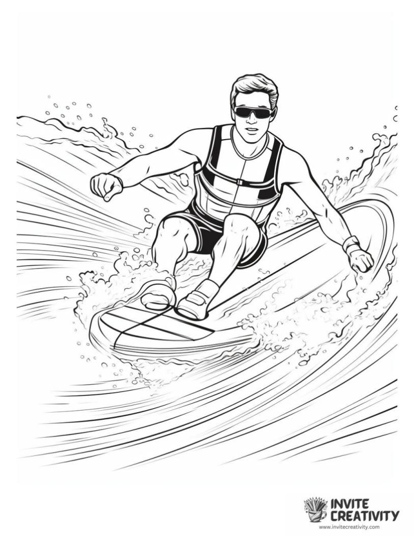 coloring page of surfing sport