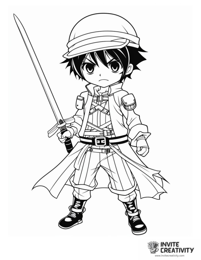 coloring sheet of anime pirate