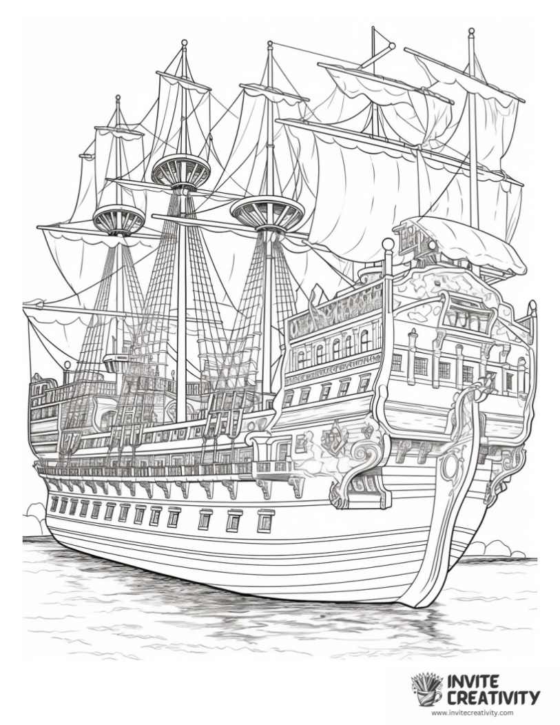 coloring sheet of black pearl ship