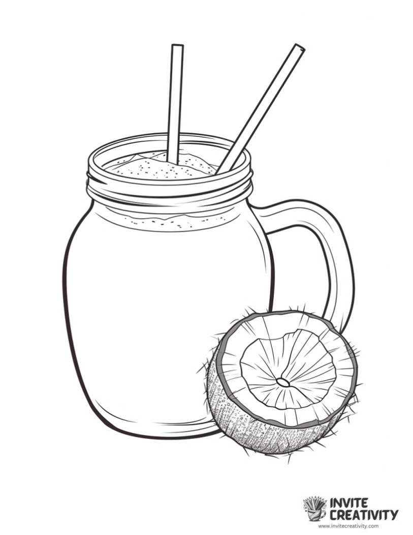 coloring sheet of coconut drink