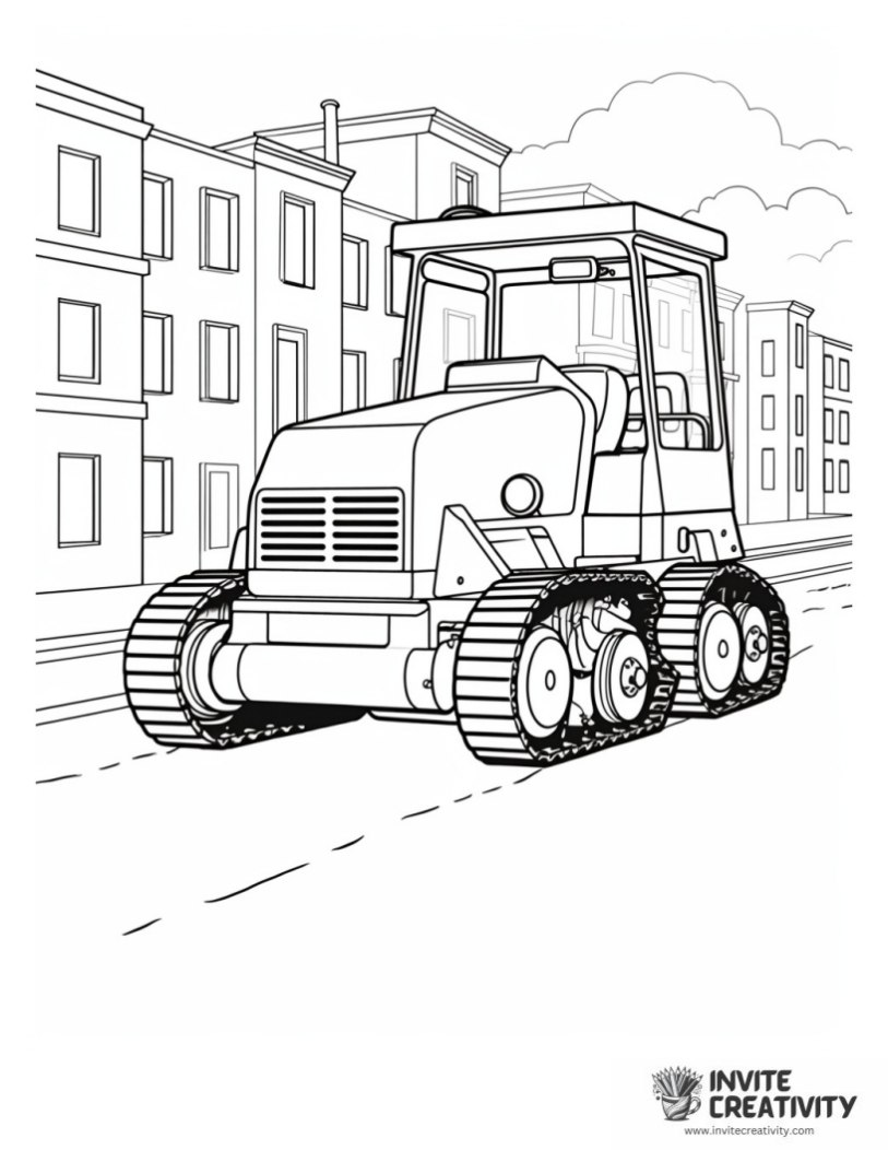 coloring sheet of construction road roller