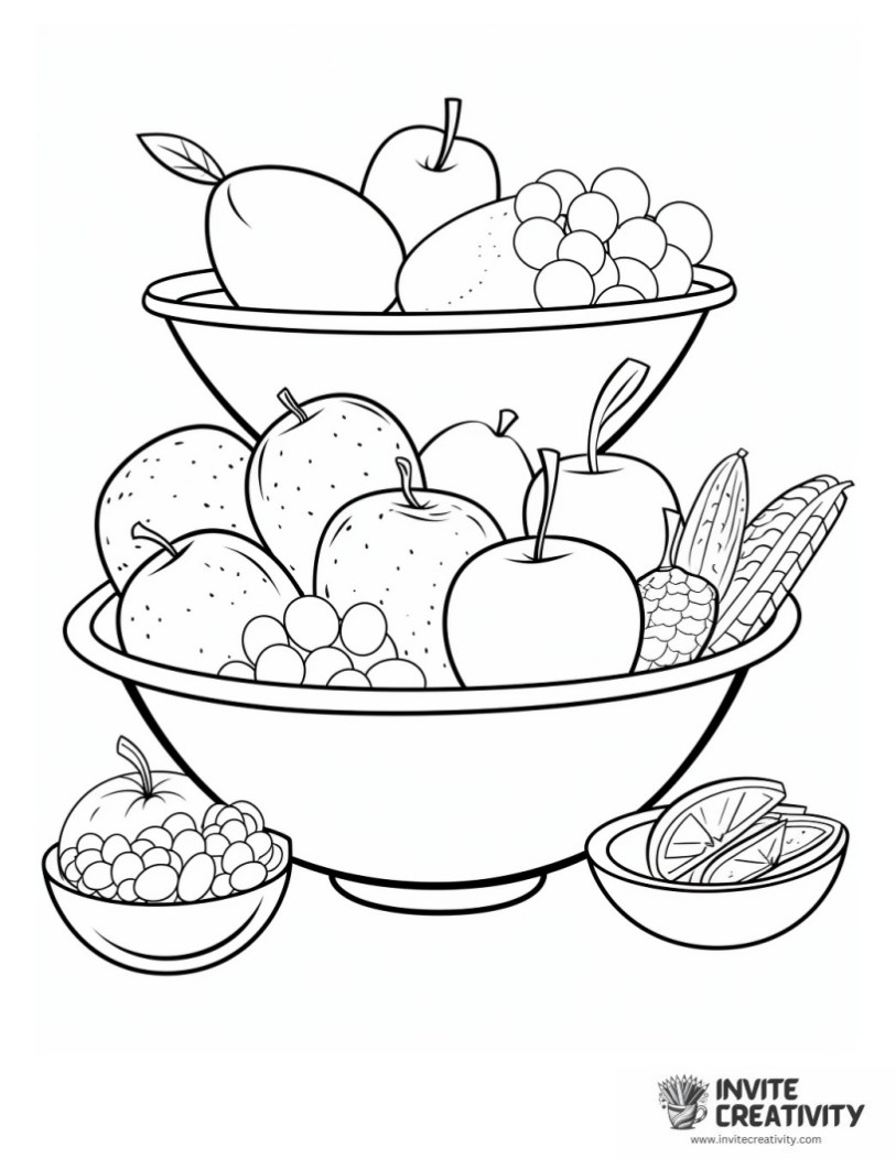 coloring sheet of fruit bowl