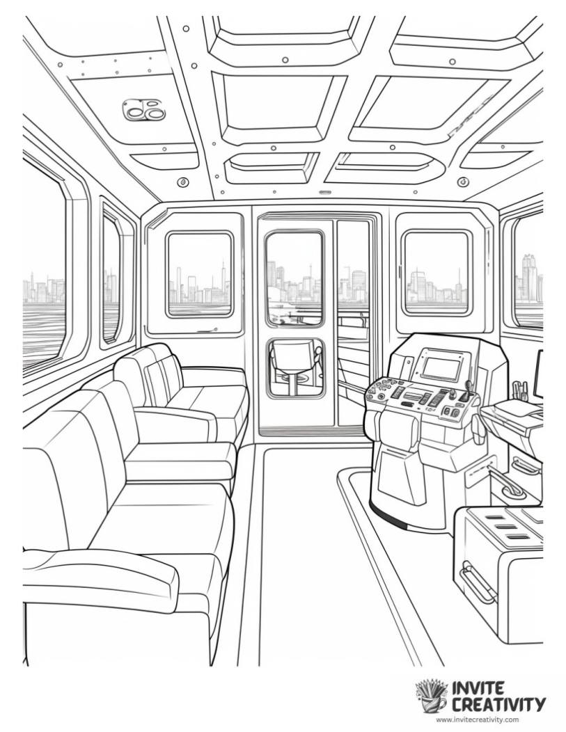 coloring sheet of inside a ship