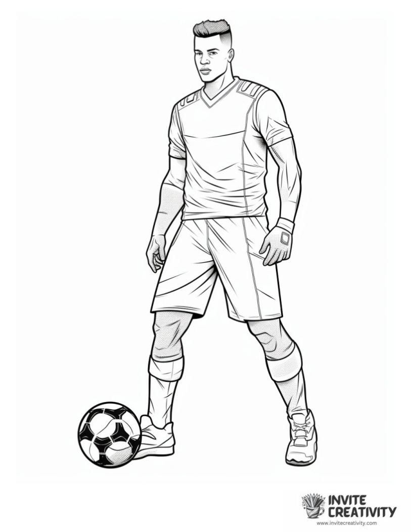 coloring sheet of soccer free kick pose