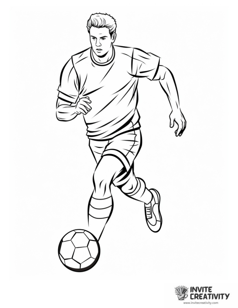 coloring sheet of soccer player