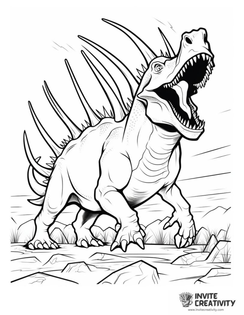 coloring sheet of triceratops roaring realistic