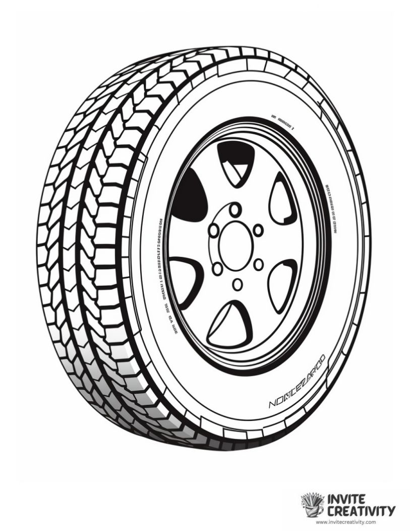 coloring sheet of truck tire detailed