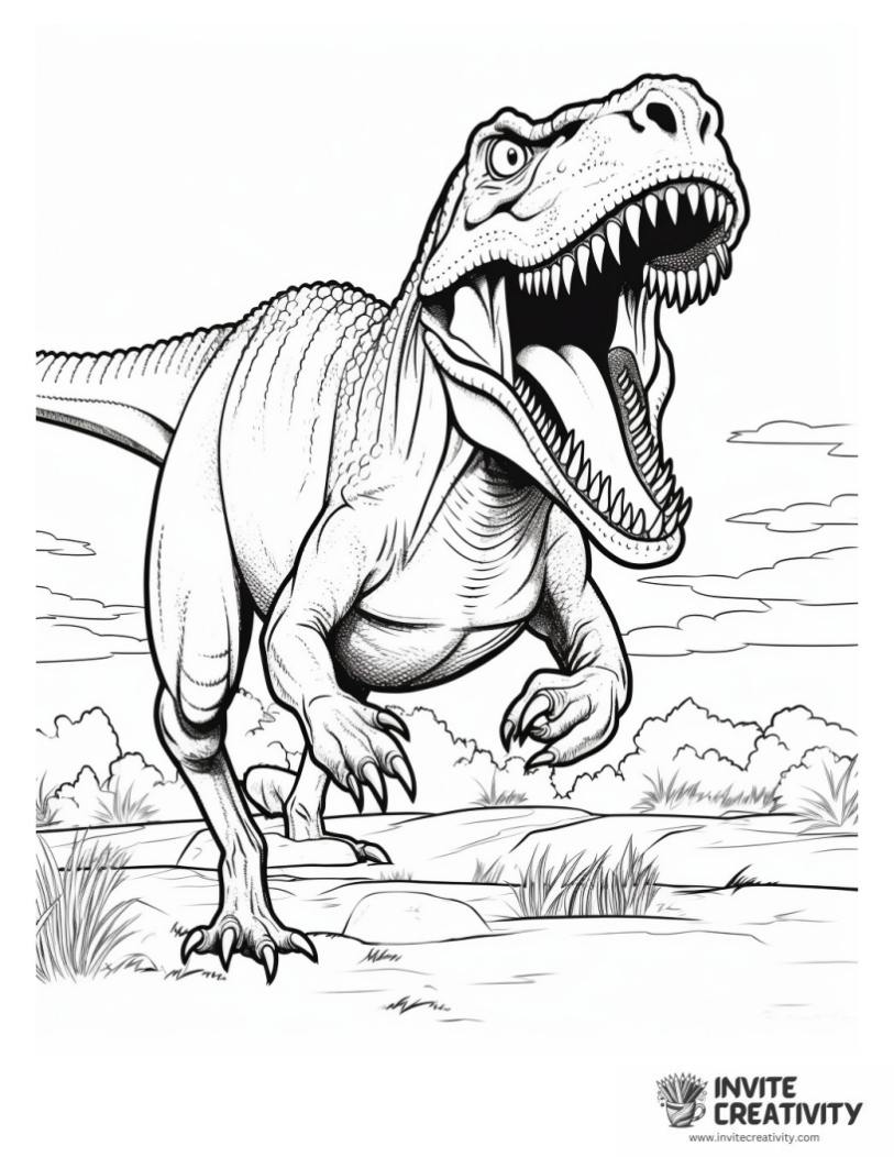 coloring sheet of tyrannosaurus rex running