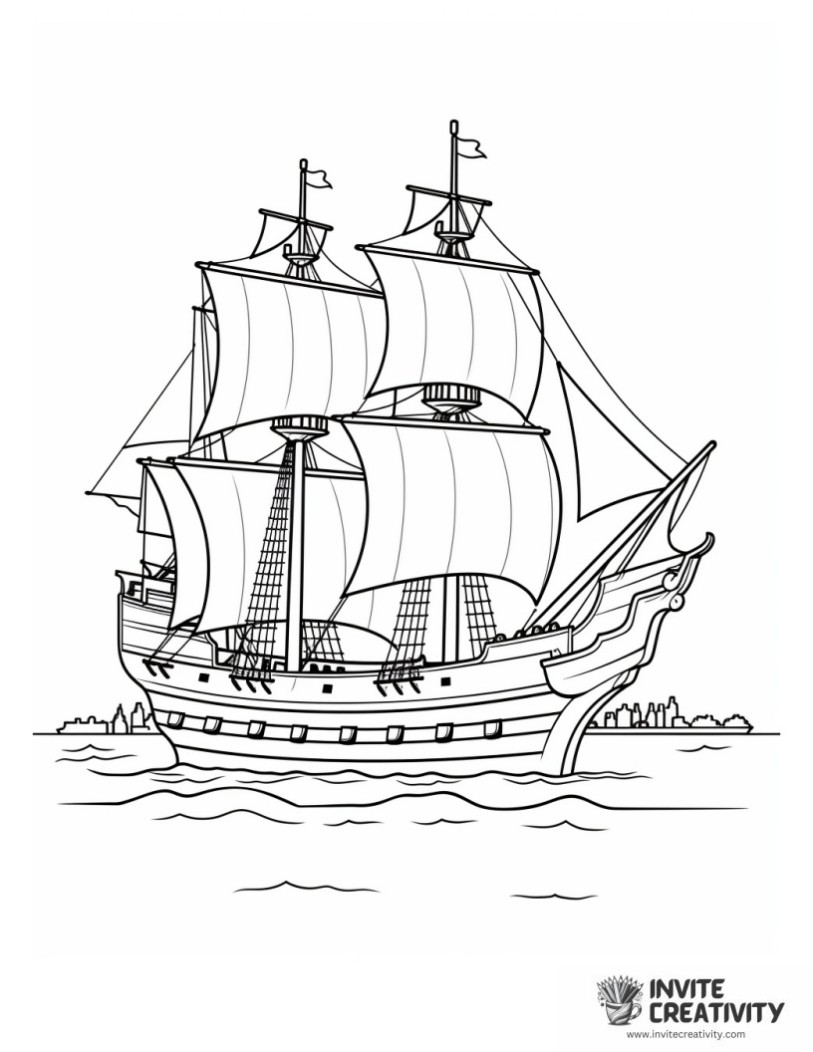 columbus ship coloring book page