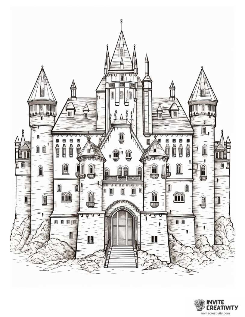 complex vampire castle coloring sheet
