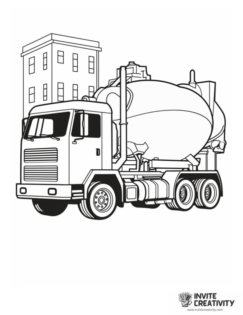 concrete mixer truck coloring page
