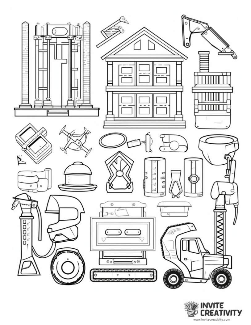 construction materials coloring page