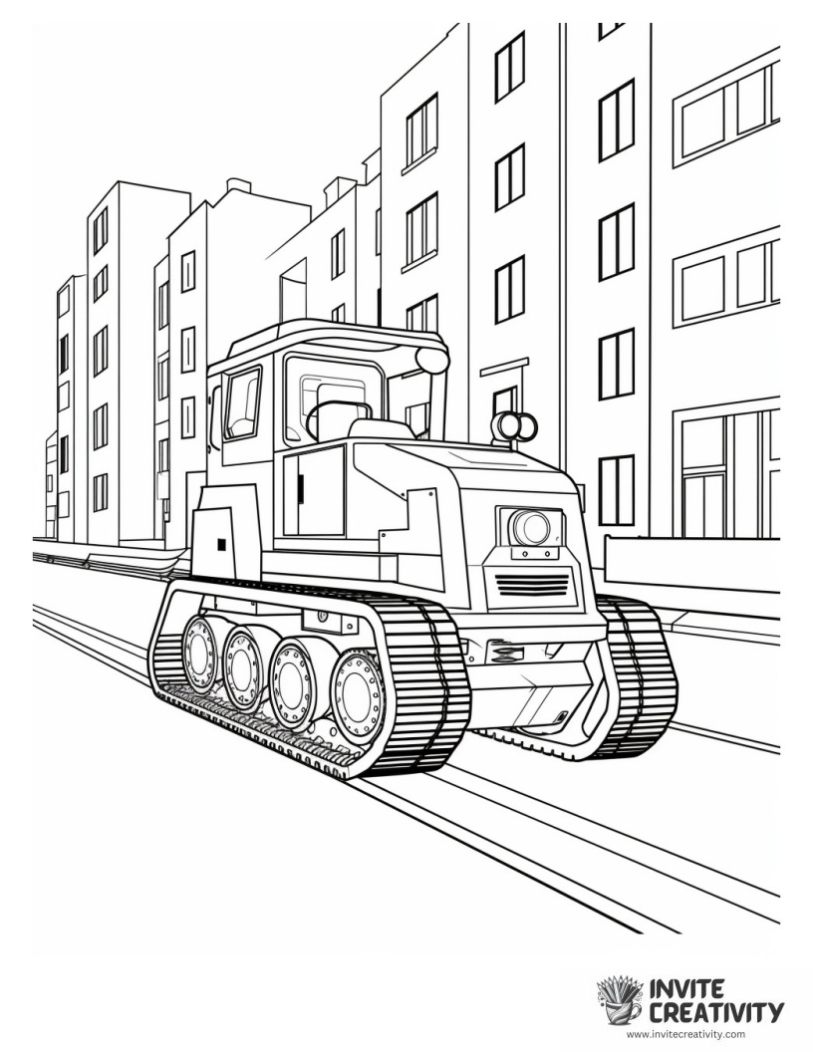construction road roller coloring page