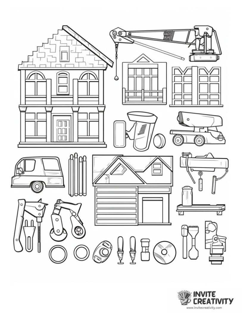 construction tools coloring page