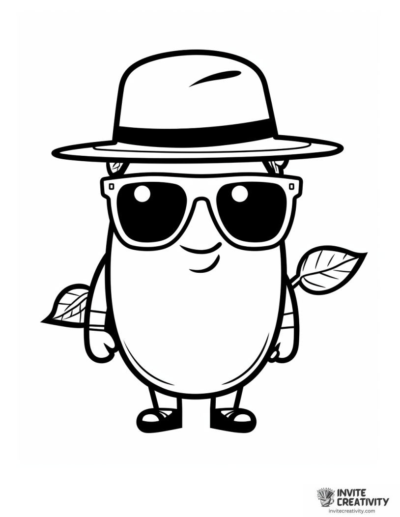 cool avocado character coloring page