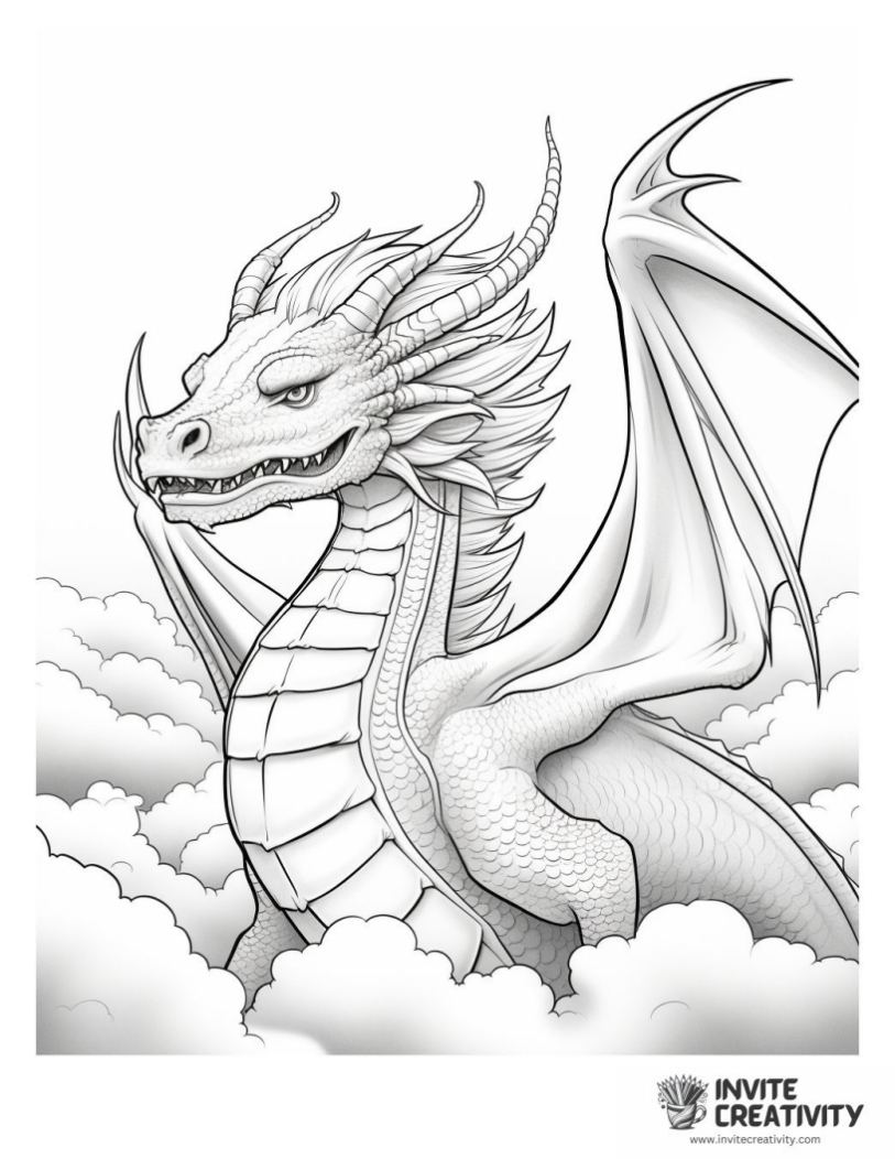 cool cloud dragon drawing to color