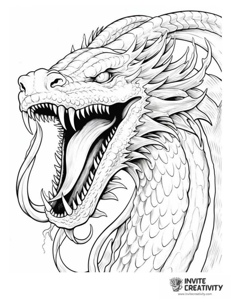 cool fire dragon coloring book page