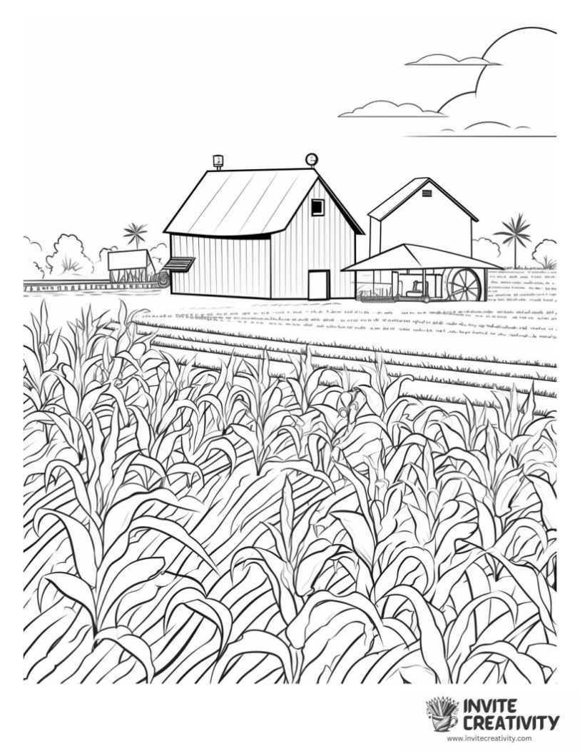 corn farm coloring page