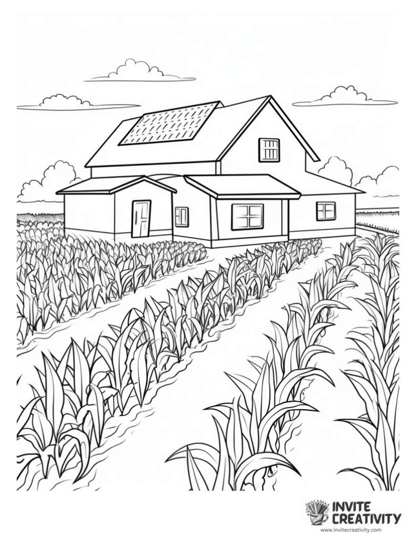 corn farm coloring sheet