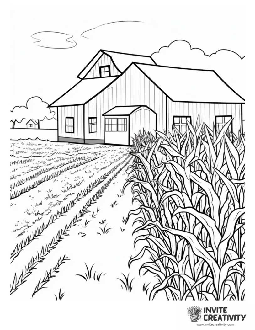 corn farm easy to color outline