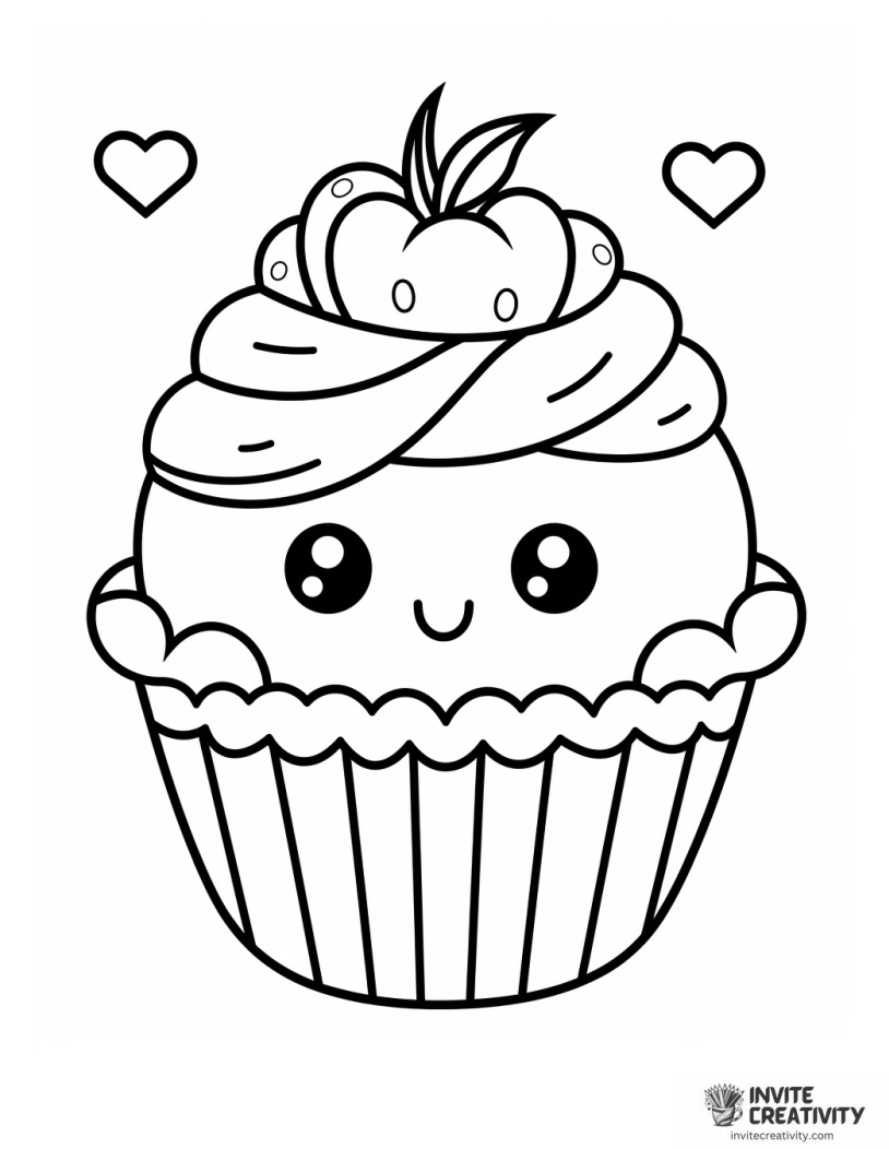 cupcake kawaii coloring sheet