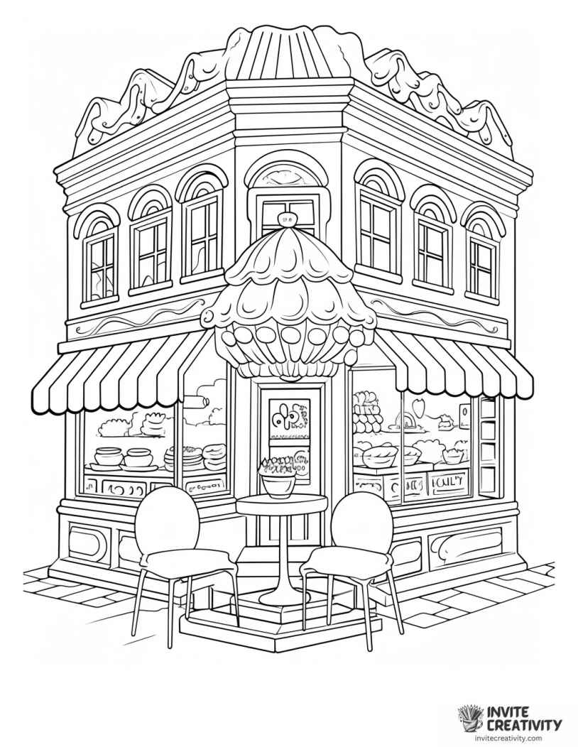cupcake shop drawing to color