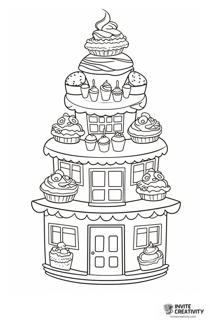 cupcake stack coloring sheet