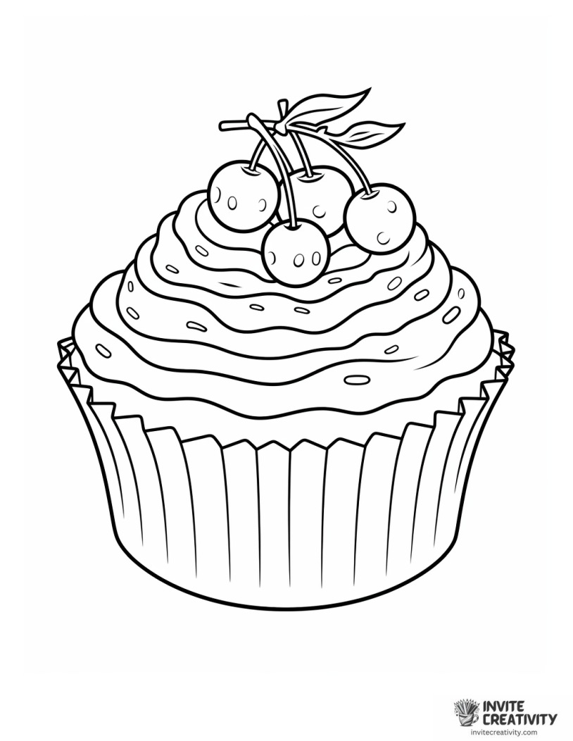 cupcake topped with cherry to color