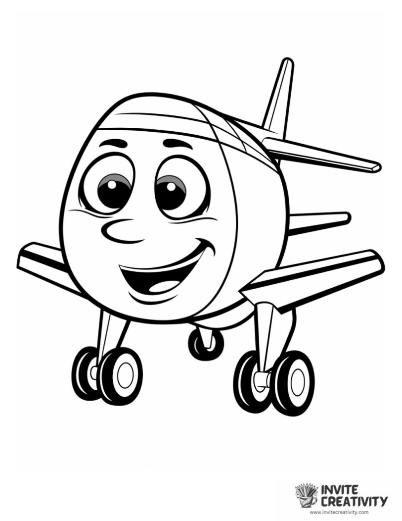 cute airplane cartoon for preschool to color