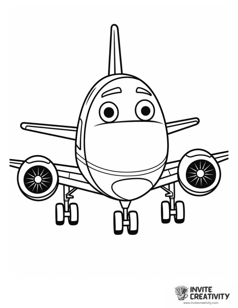 cute airplane cartoon for toddlers to color