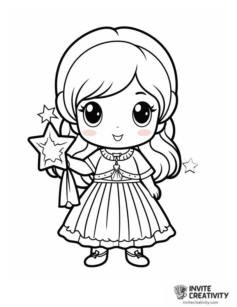 cute angel holding christmas ornament Coloring page of