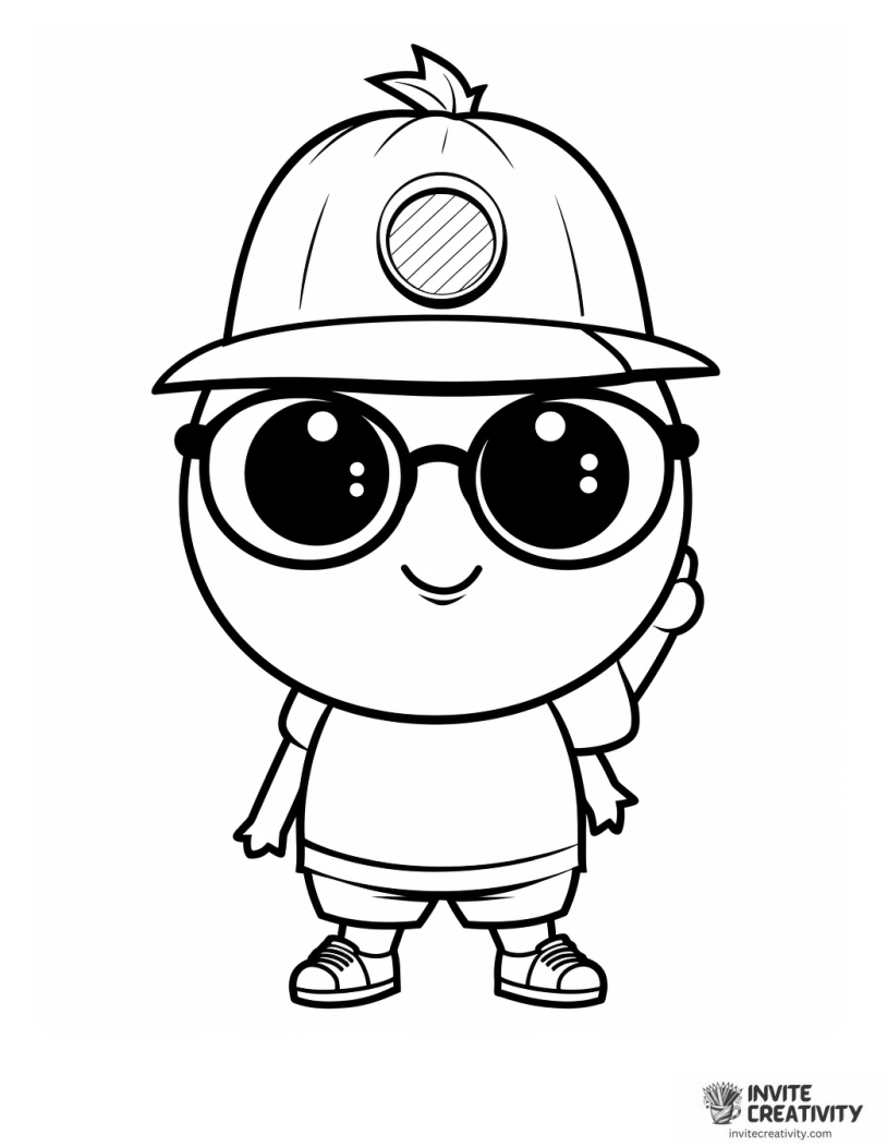 cute avocado cartoon character with hat and sunglas
