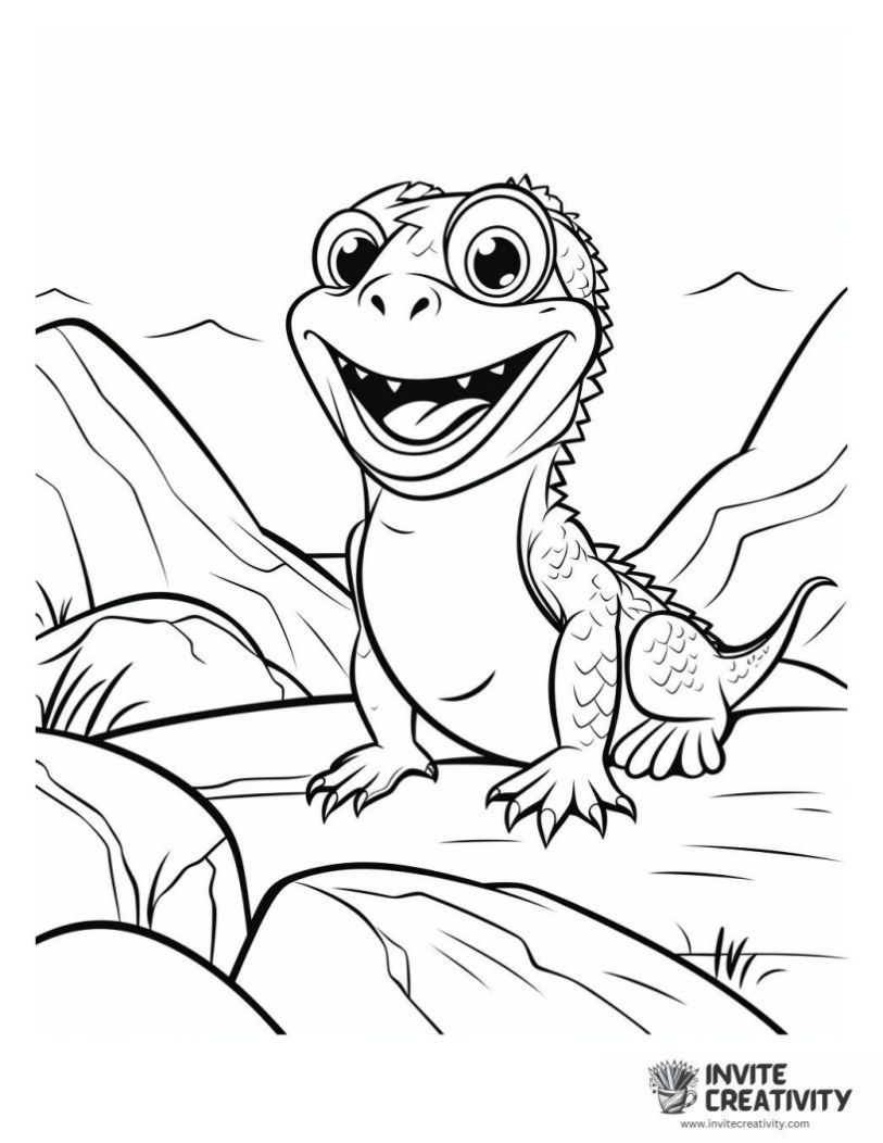 cute bearded dragon for kids to color