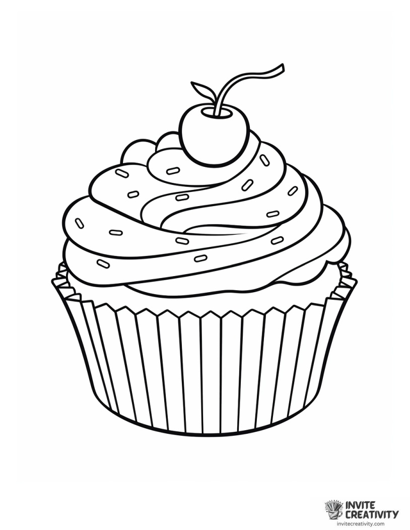 cute cupcake character to color