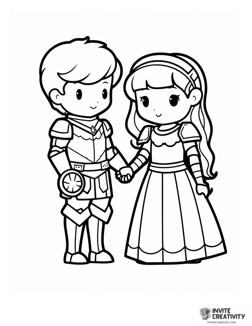 cute knight protecting a princess